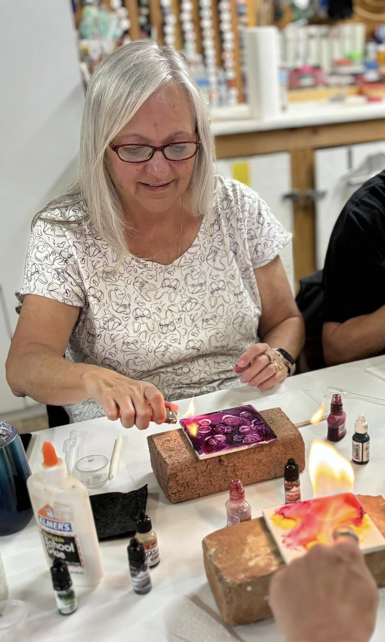 Alcohol Ink Fire Tile Class
