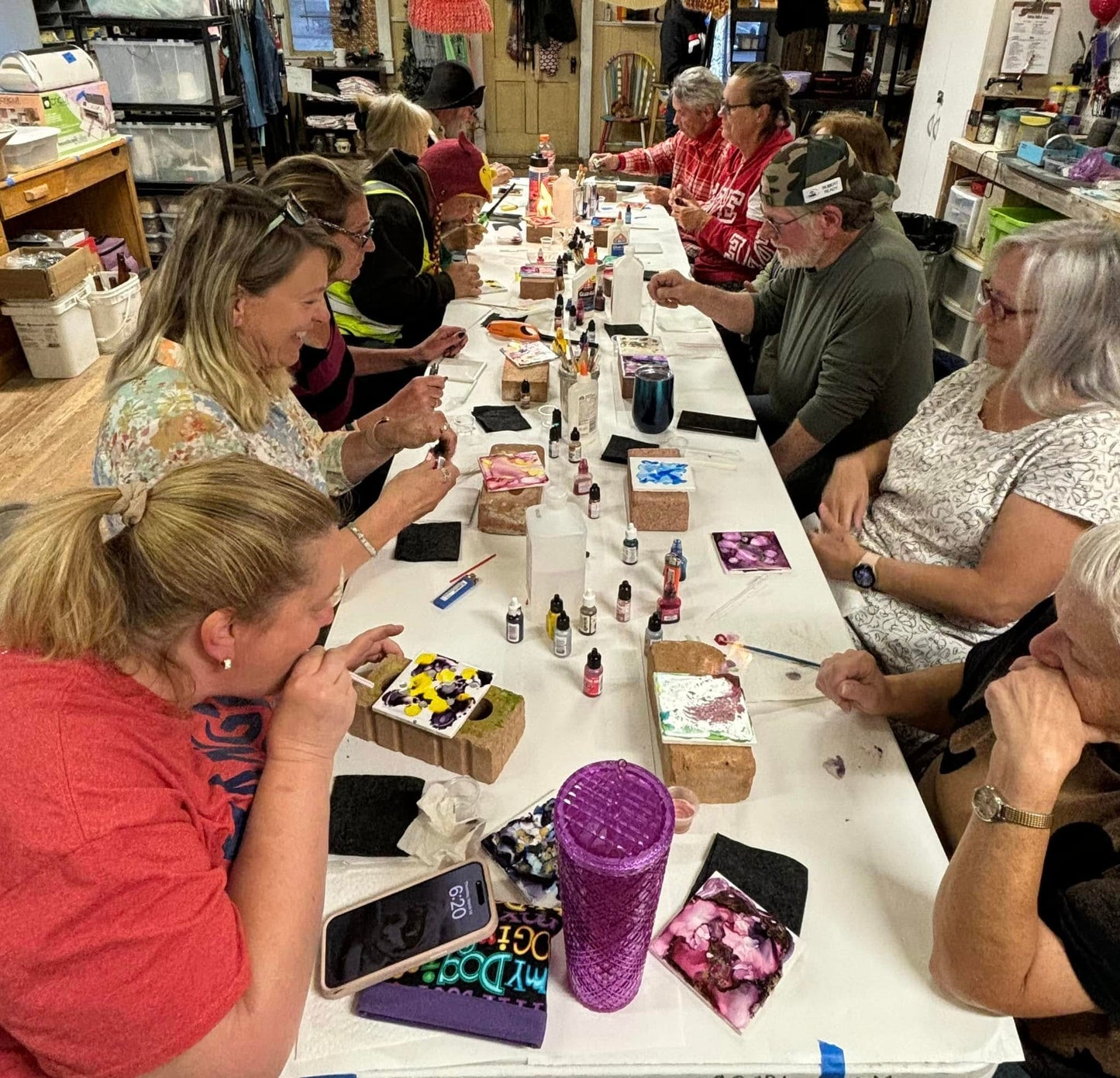 Alcohol Ink Fire Tile Class